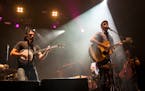 Seth Avett, right, and Scott Avett performed Saturday night with the Avett Brothers at the Grandstand.