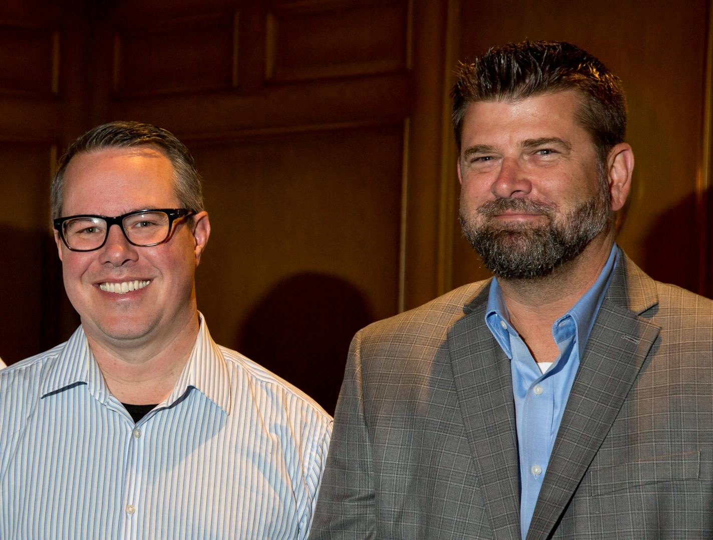 Co-owners Josh Thoma and Kevin Fitzgerald (from left to right) pose for a portrait at The Lexington. ] COURTNEY PEDROZA ¥ courtney.pedroza@startribune.com; The Lexington; Co-owners Josh Thoma and Kevin Fitzgerald