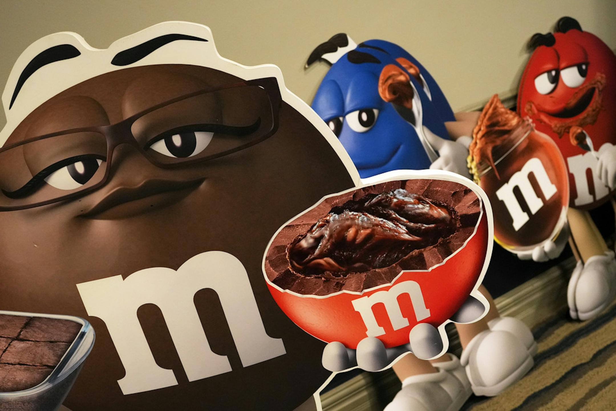 Large cutouts of M&amp;M's characters sit out for auction during the 24th Annual M&amp;M's Collectors Club Convention Wednesday, Sept. 28, 2022 at the Embassy Suits in Bloomington, Minn. ] ANTHONY SOUFFLE • anthony.souffle@startribune.com