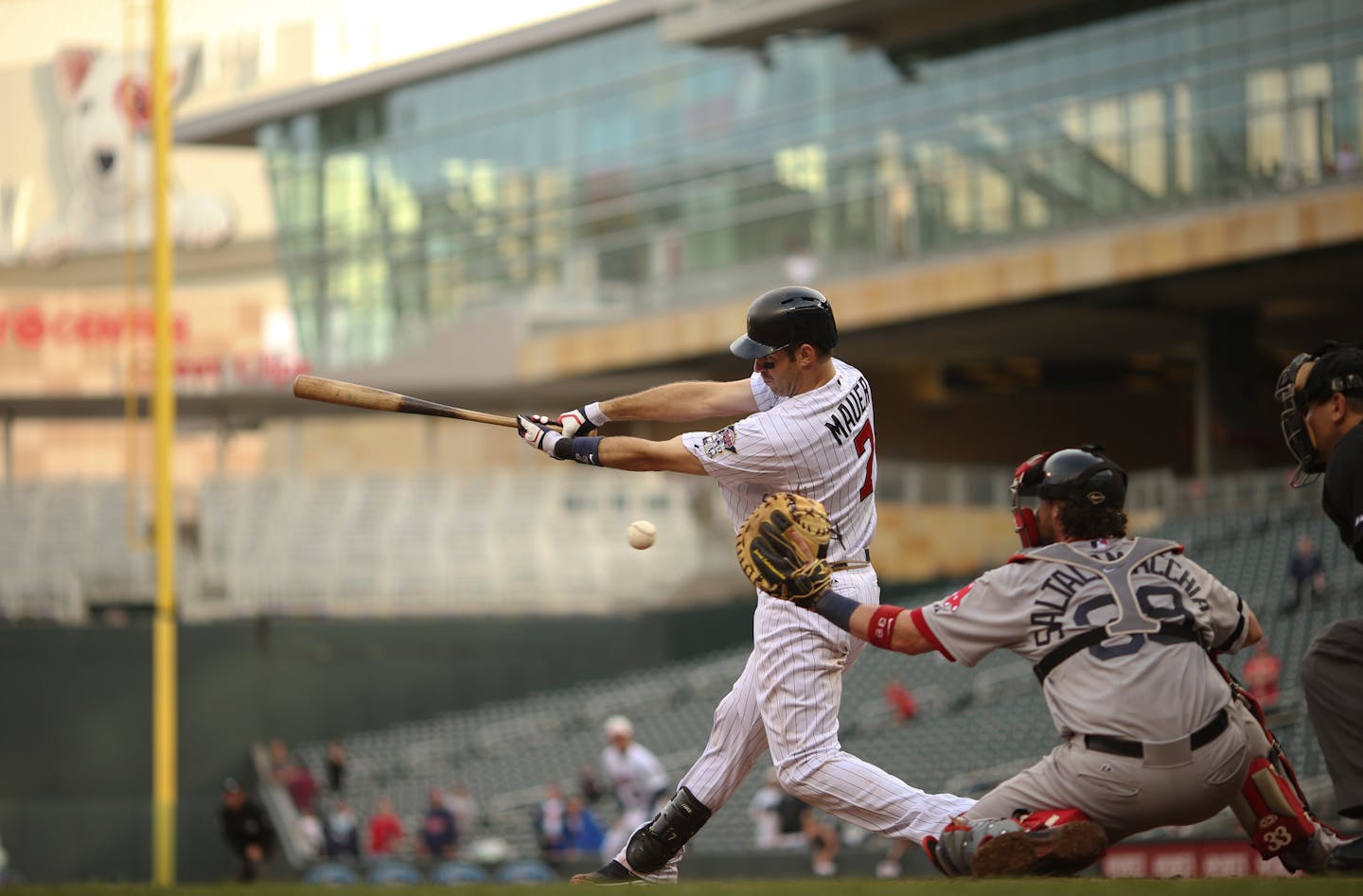 The Minnesota Twins lost 5-1 to the Boston Red Sox in a game interrupted by rain Sunday afternoon, May 19, 2013 at Target Field in Minneapolis. The Twins' Joe Mauer struck out to end the eighth inning Sunday evening. He went 0 for 4 with three strikeouts for the day.   ]    JEFF WHEELER â€¢ jeff.wheeler@startribune.com