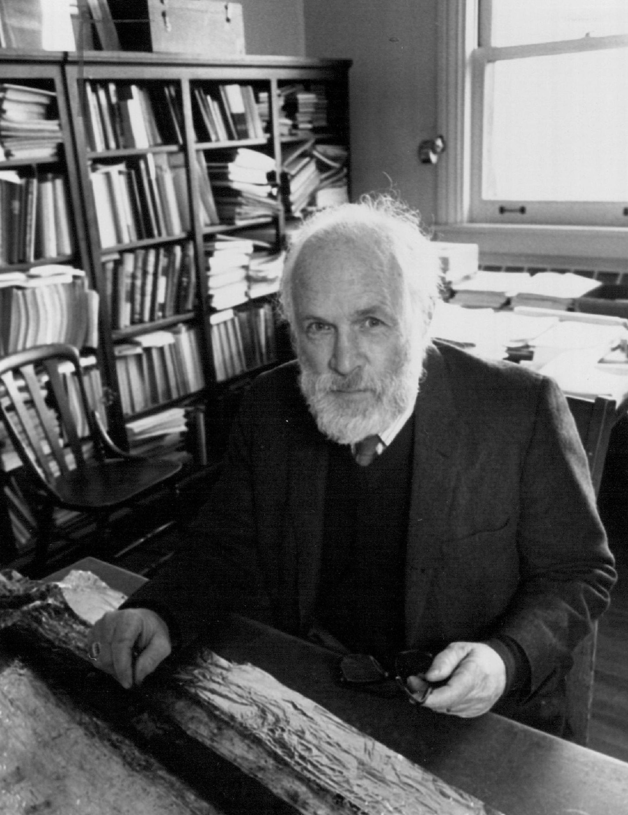 December 12, 1982 Hebert Wright, in his office, showed a core sample taken from the bottom of a lake. One reason, Herb Wright came to the Twin Cities 35 years ago from Harvard was his unusual reading habits. He likes to read lakes. For him they tell of fire and ice, of titanic conflicts in nature. Tom Sweeney, Minneapolis Star Tribune; Minneapolis Sunday Tribune