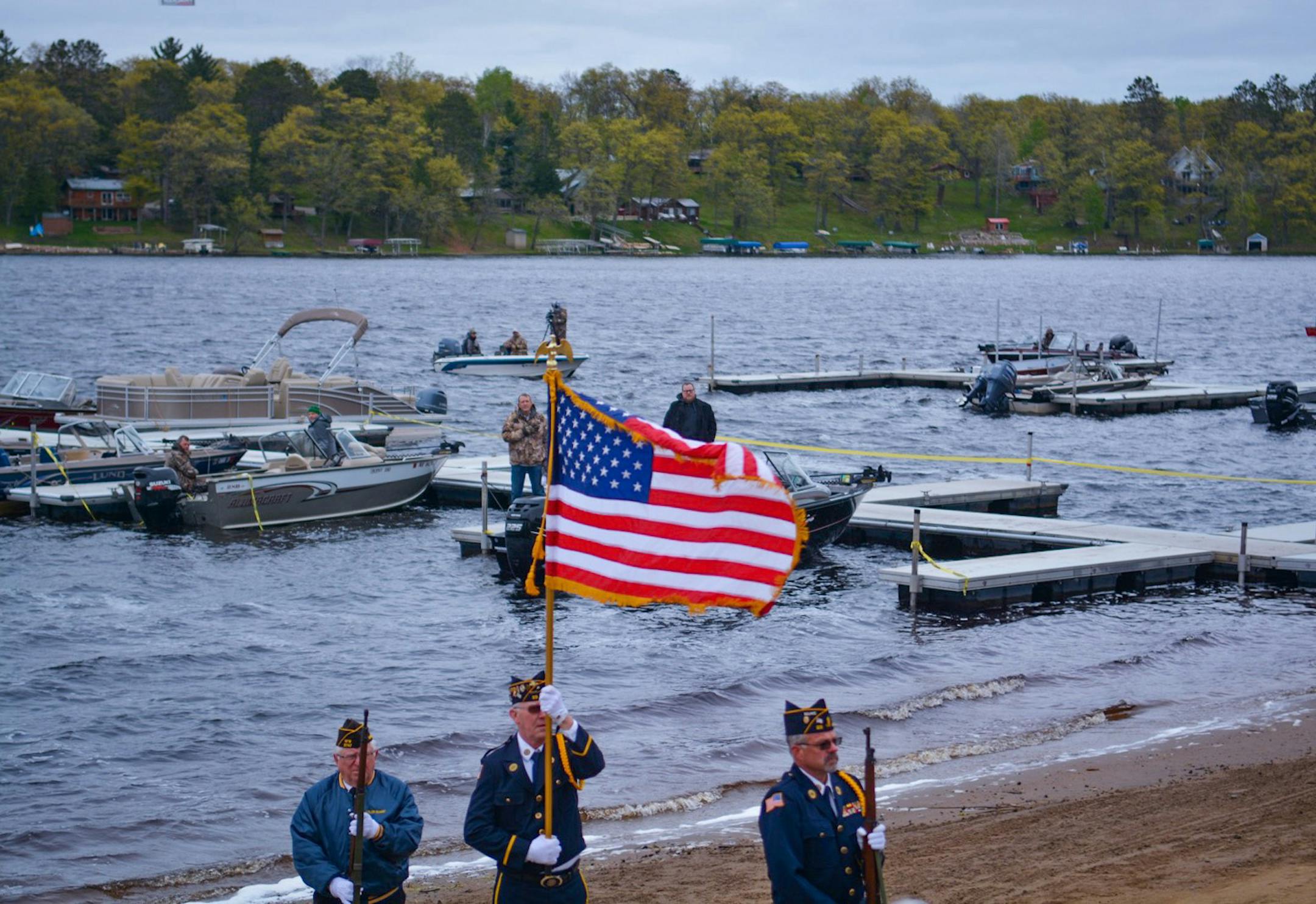 Veterans marked the occasion at Big Sandy Lake before the Governor's Fishing Opener on May 13 in McGregor, Minn.