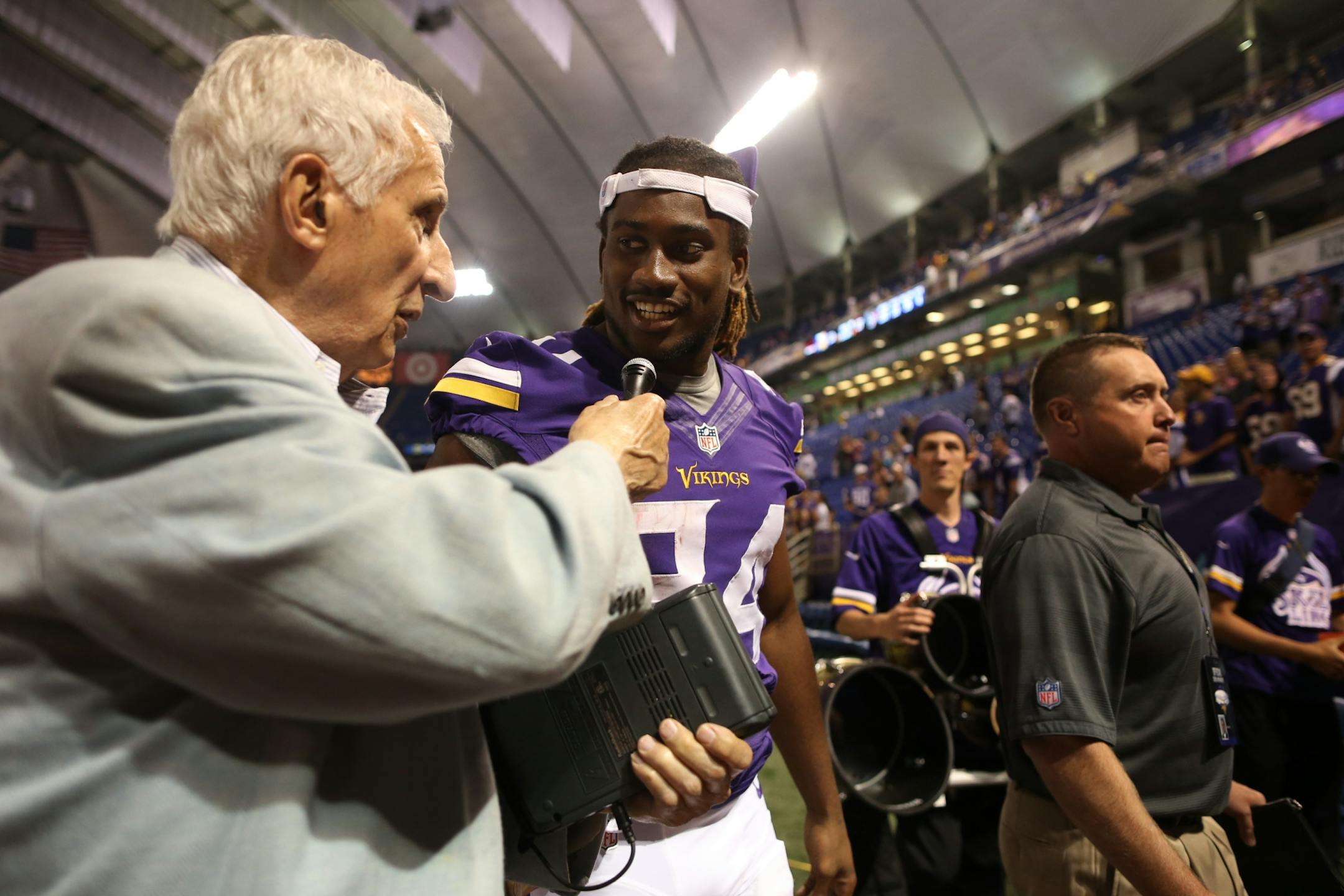 Vikings wide receiver Cordarrelle Patterson spoke with Star Tribune sports columnist Sid Hartman after the first preseason game of the year.
