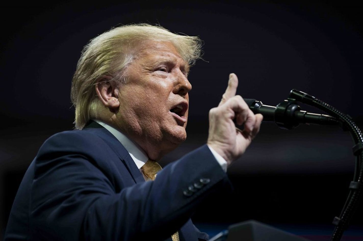 President Donald Trump spoke during a campaign rally at The Broadmoor World Arena in Colorado Springs, Colo., on Thursday, Feb. 20, 2020. At a moment when first-term presidents are typically seeking a stable team to focus on their re-election, President Trump has embarked on a systematic attempt to sweep out officials perceived to be disloyal.