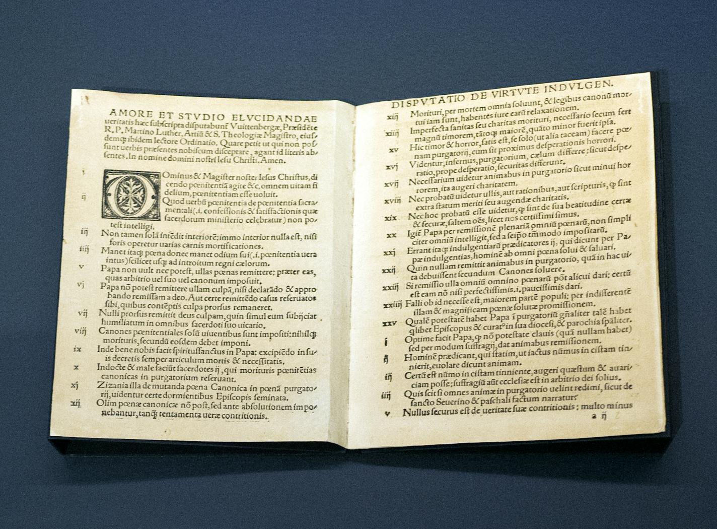 A 1517 copy of the 95 theses written by Luther, which triggered the protestant revolution, seen at The Minneapolis Institute of Art Thursday October 27, 2016 in Minneapolis, MN. ] First exhibition marking 500th anniversary of Martin Luther's "Ninety-Five Theses" opens at the Minneapolis Institute of Art October 30. Jerry Holt / jerry. Holt@Startribune.com