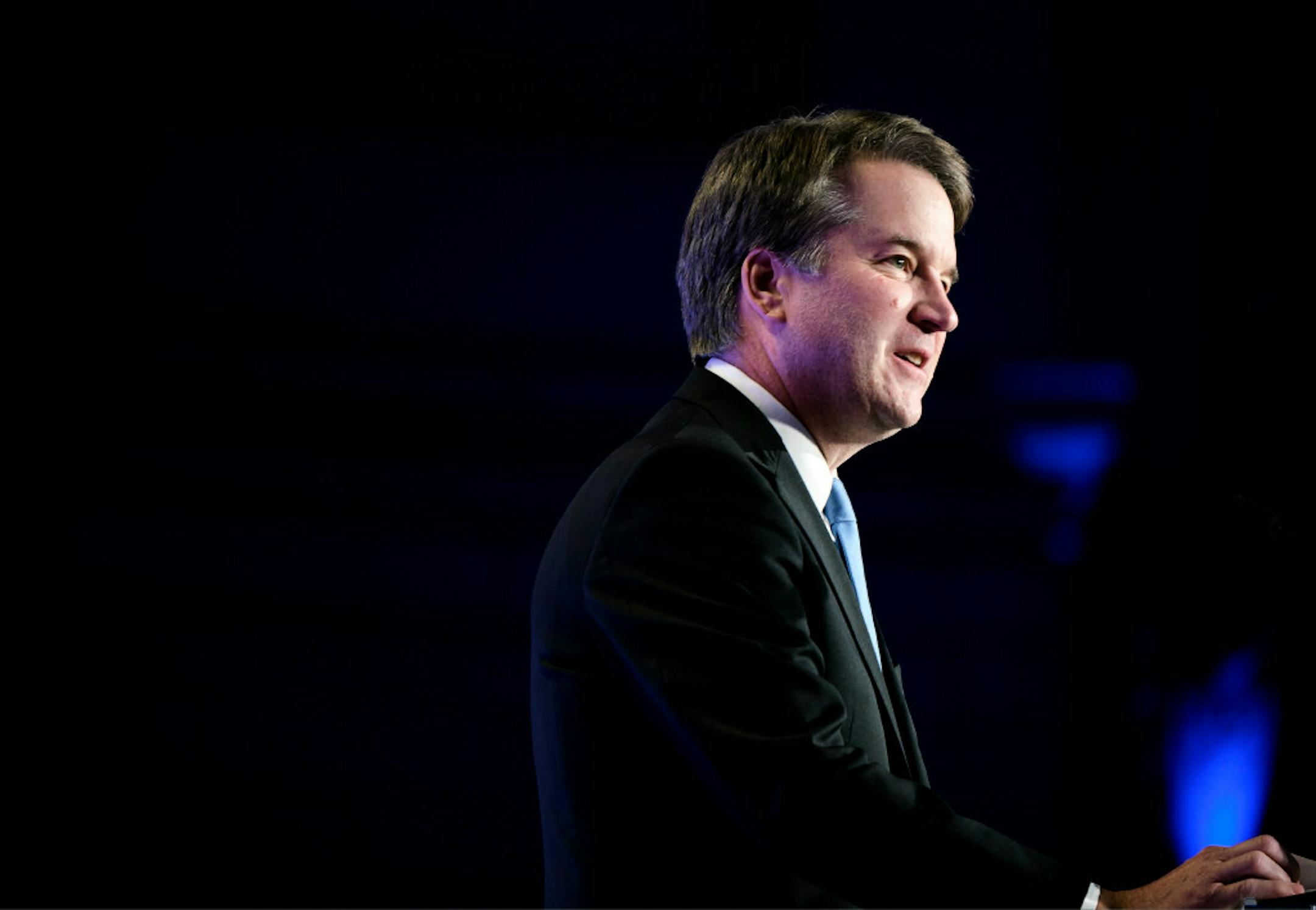 Supreme Court Justice Brett Kavanaugh spoke at the Federalist Society's Antonin Scalia Memorial Dinner in 2019.