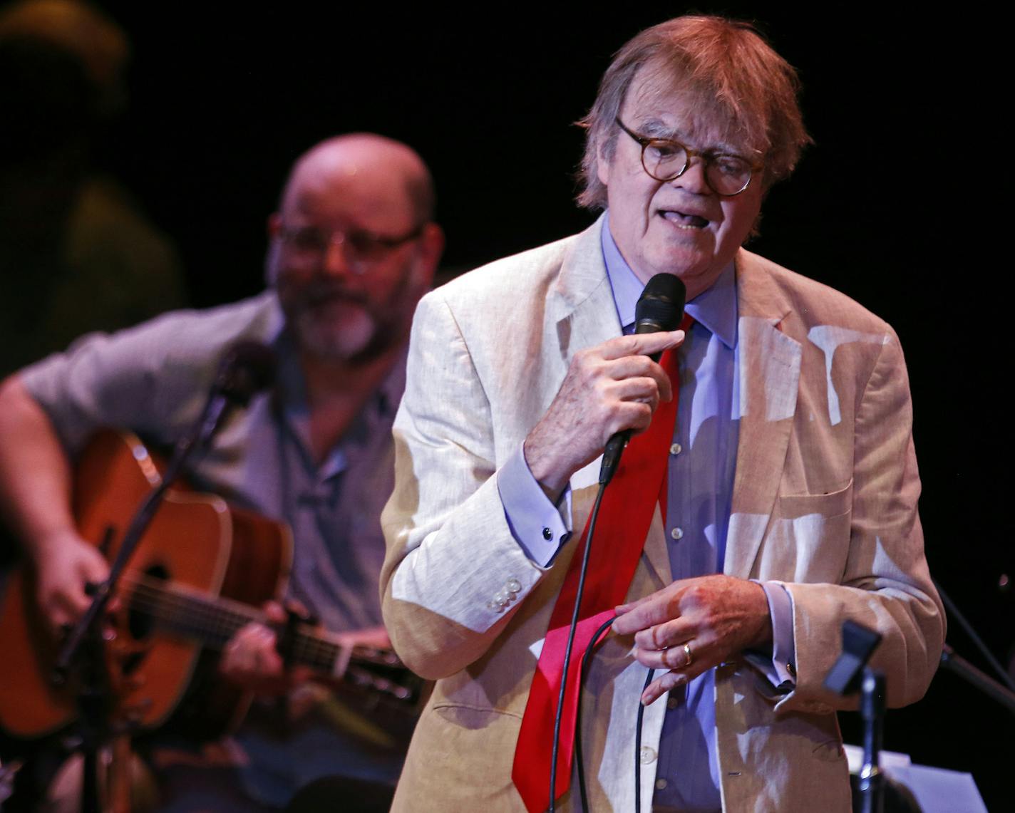 Garrison Keillor sings during the live broadcast of "A Prairie Home Companion" on May 21, 2016 at the State Theatre in Minneapolis. (Leila Navidi/Minneapolis Star Tribune/TNS) ORG XMIT: 1217180