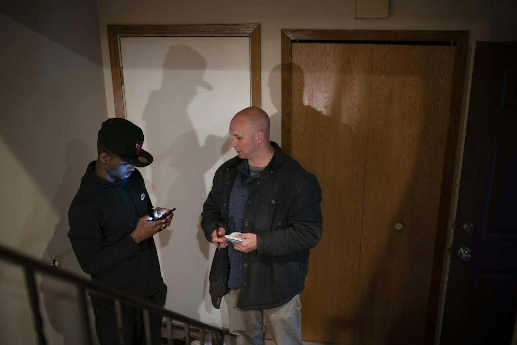 ISR Agent Ricardo Defiel noted Anthony's work hours during a random check at his home in Robbinsdale Monday evening. He checked his pay stubs to see if he was working, but mostly visited with him to see how he was doing with any challenges he was facing since he was released from prison.