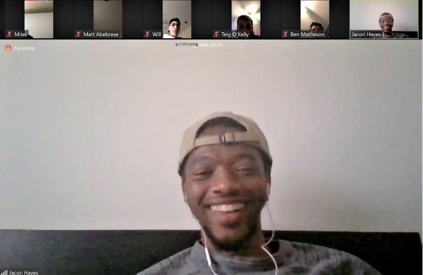 Minnesota United's Jacori Hayes appeared as a surprise guest during a recent Zoom video-conference call with the St. Croix 03 soccer team.