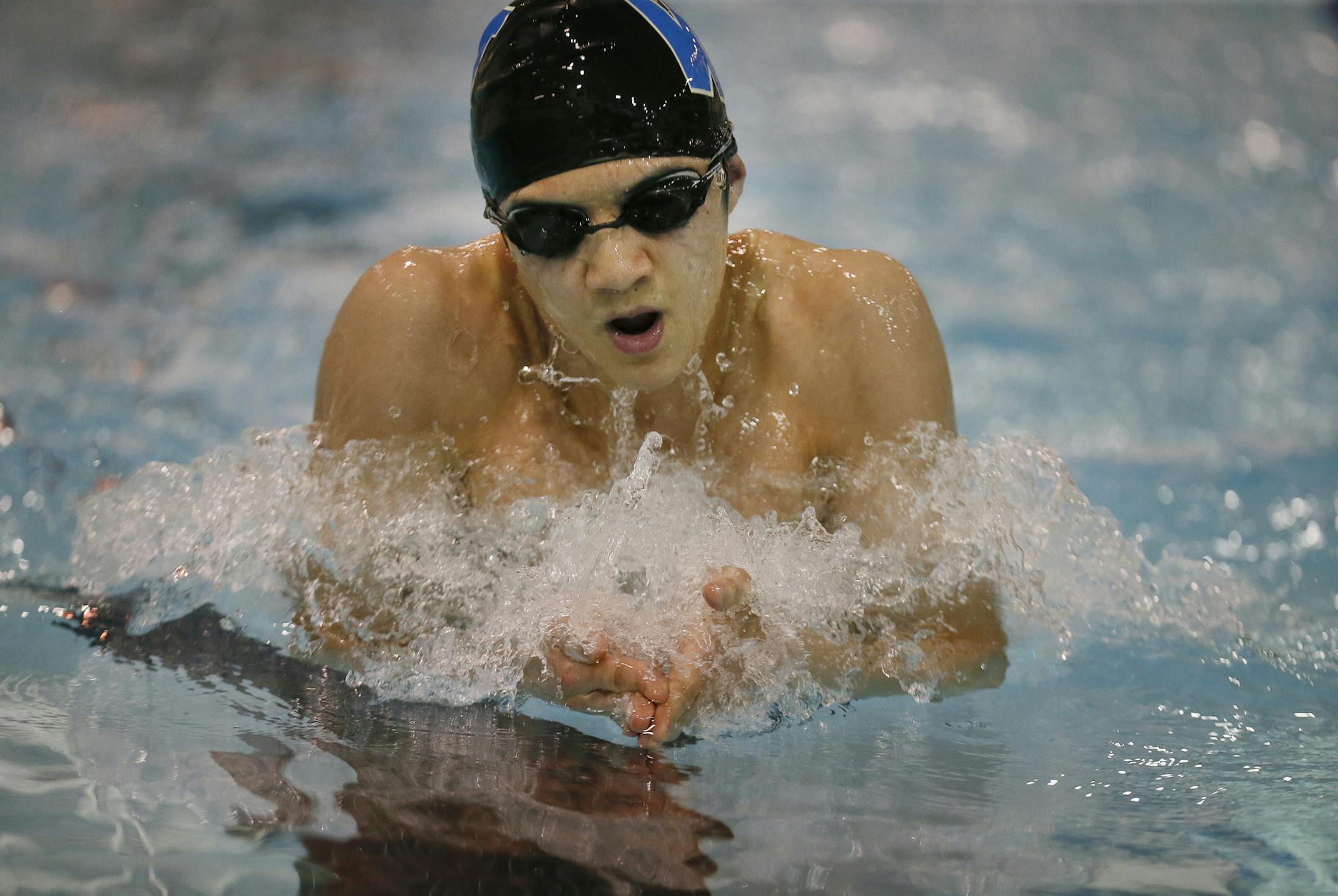 Will Ho swimmer at Woodbury High school worked on his stroke January 20, 2015 Woodbury, MN.] Jerry Holt/ Jerry.Holt@Startribune.com