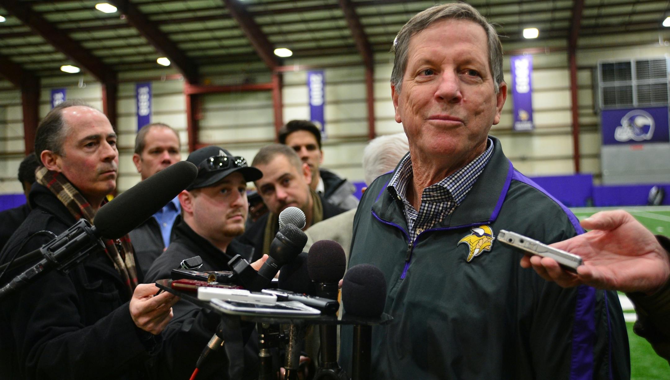 The Vikings offensive coordinator, Norv Turner talked to the press at Winter Park on Thursday 02/06/2014 in Eden Prairie, Minn.