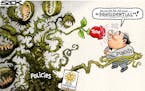 Sack cartoon: Reviews of Trump's speech