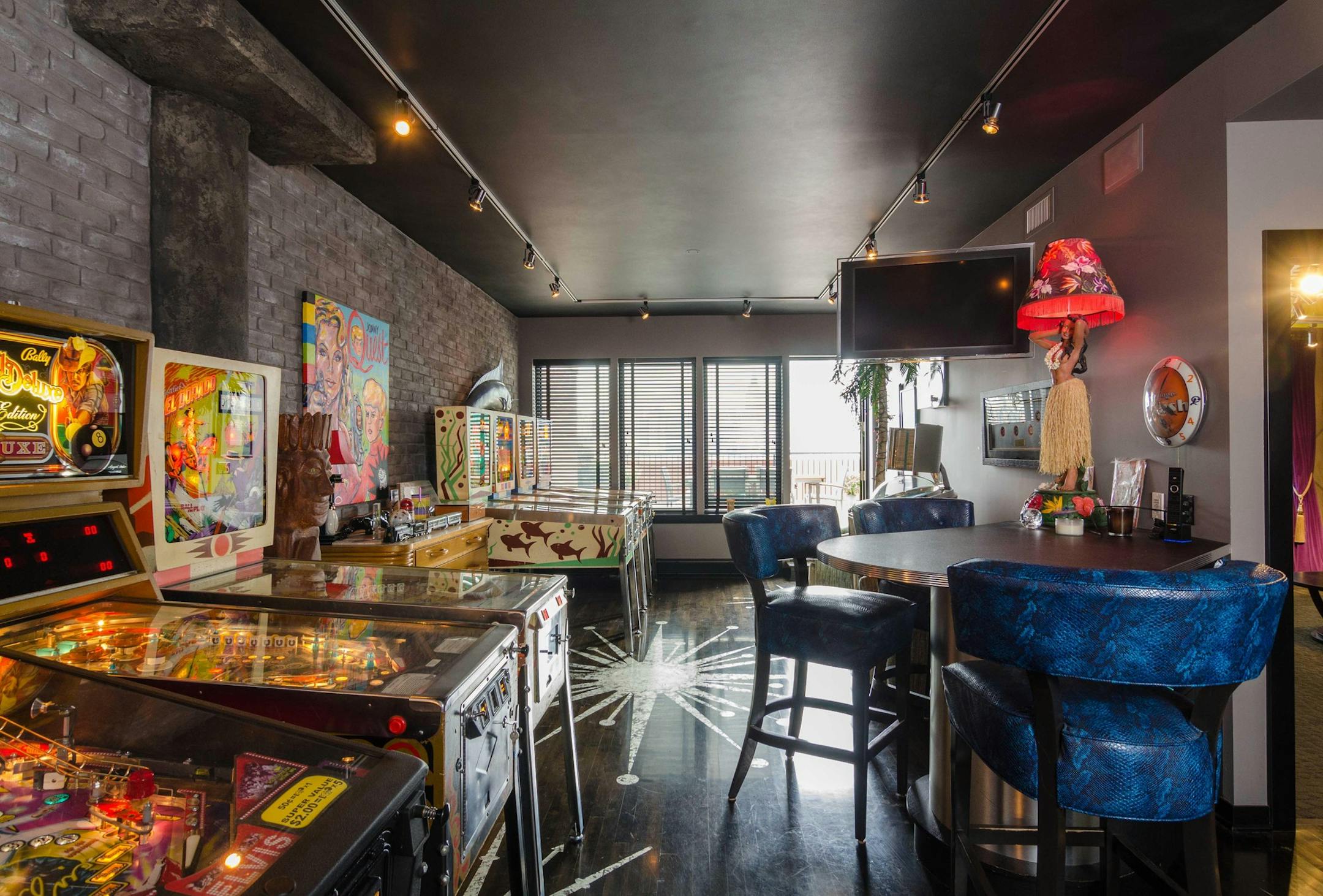 Musician Brian Setzer's condo in North Loop Minneapolis for sale. Game room. . Credit John Walsh