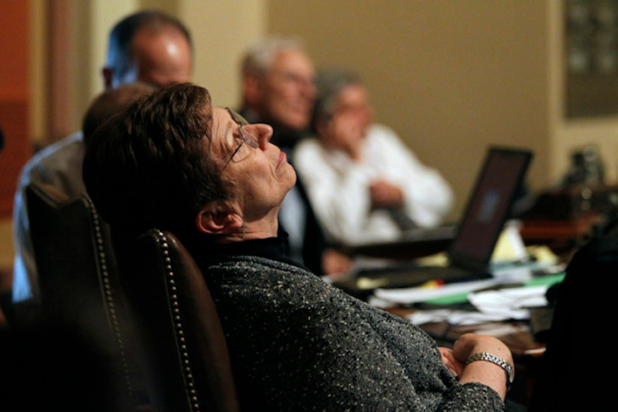 Rep. Alice Hausman, resting her eyes