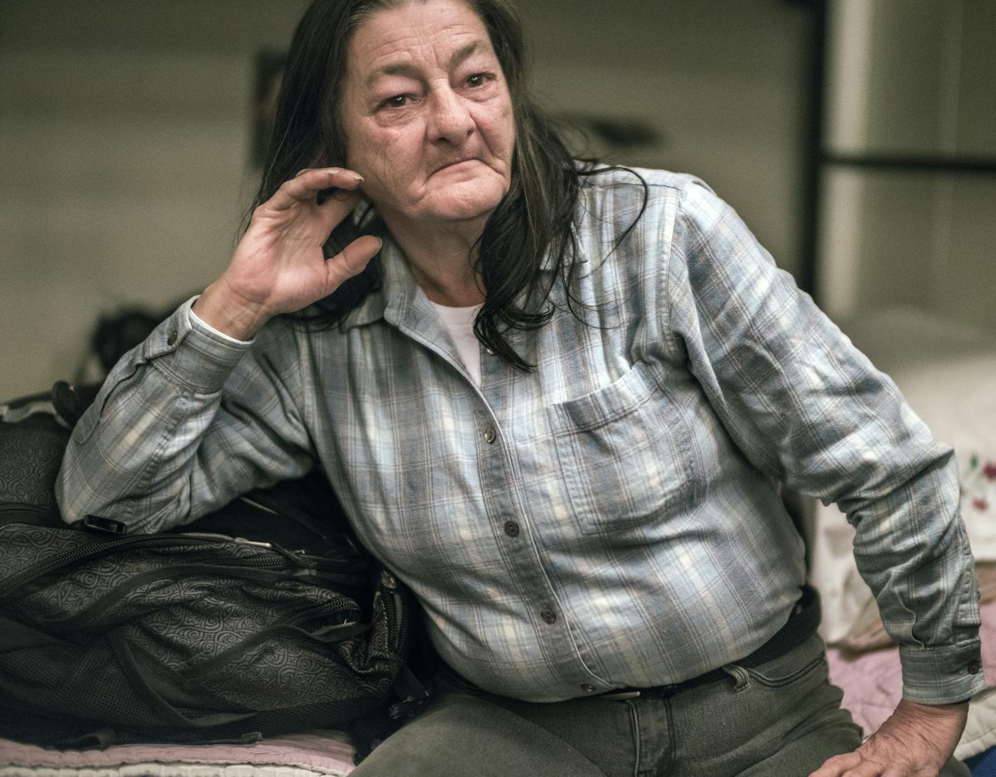 Jo Ann Johnson,59, has been staying at Simpson United Methodist Church's 66-bed shelter for the past eight months. She lost her husband Gary a year ago.