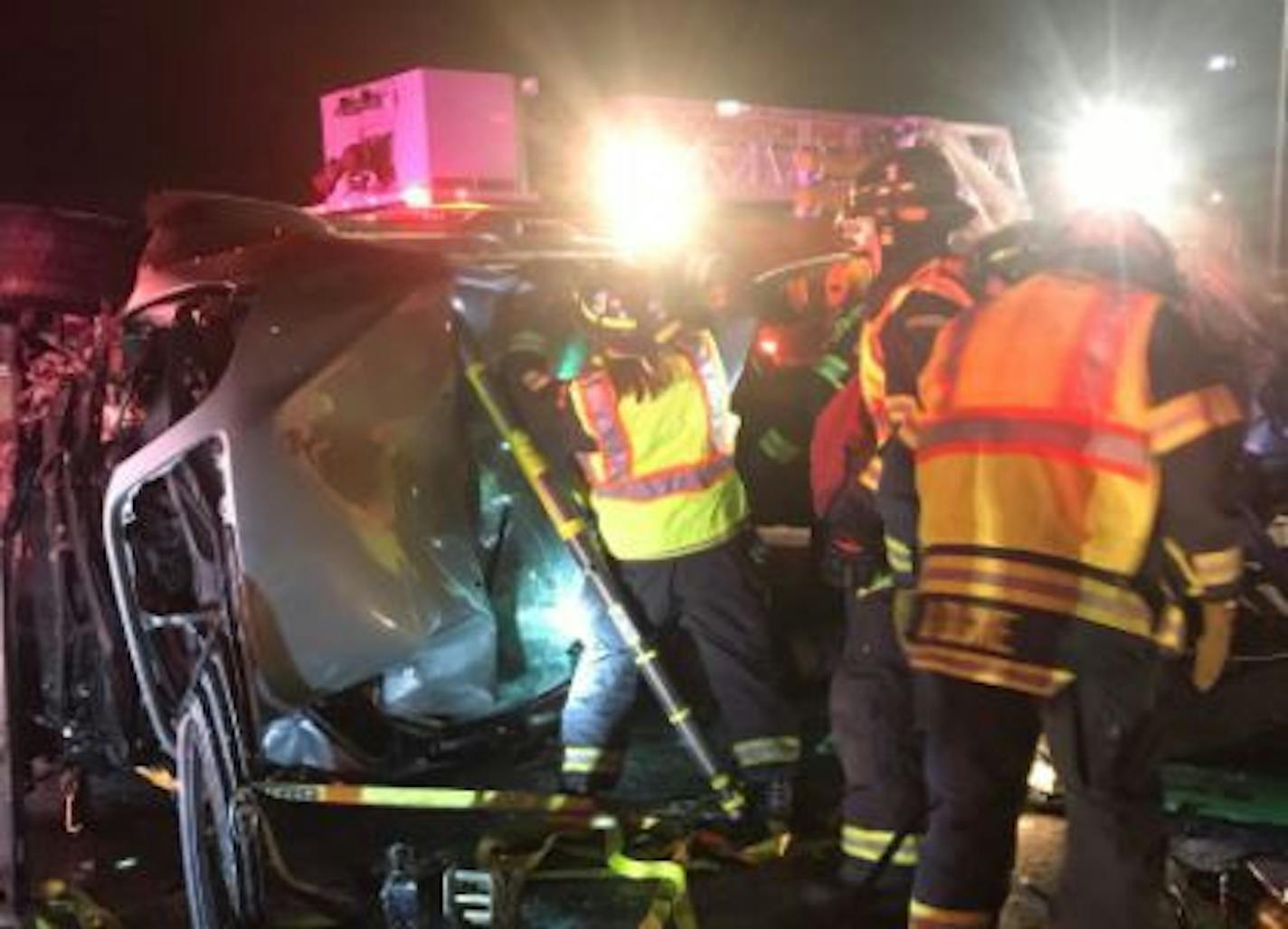 Firefighters were among the emergency responders at a crash on I-494 along the Mendota Heights-Eagan border.