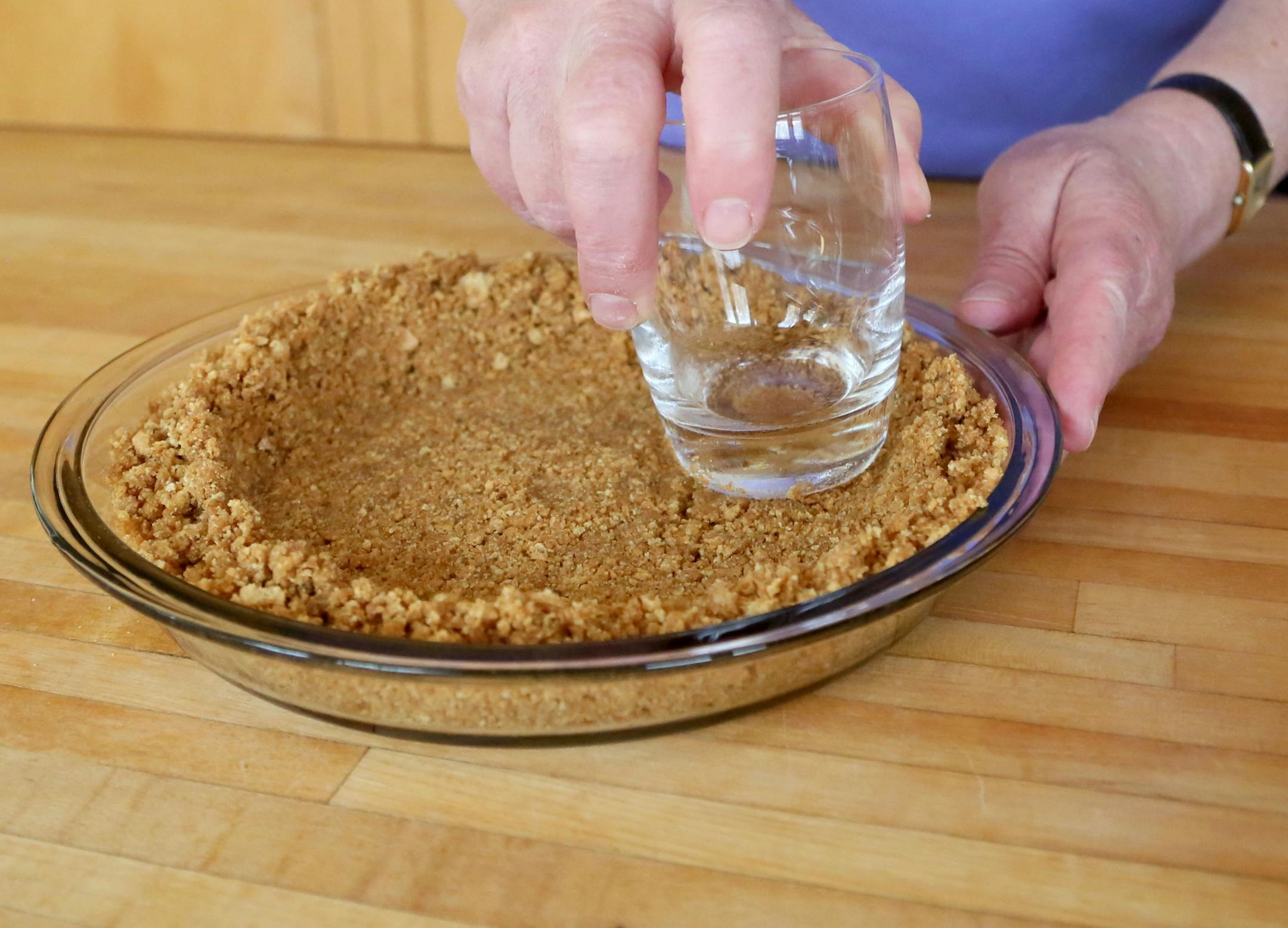 Banana Cream Pie, step by step process for making crust and custard Friday, April 10, 2015, in Edina, MN.