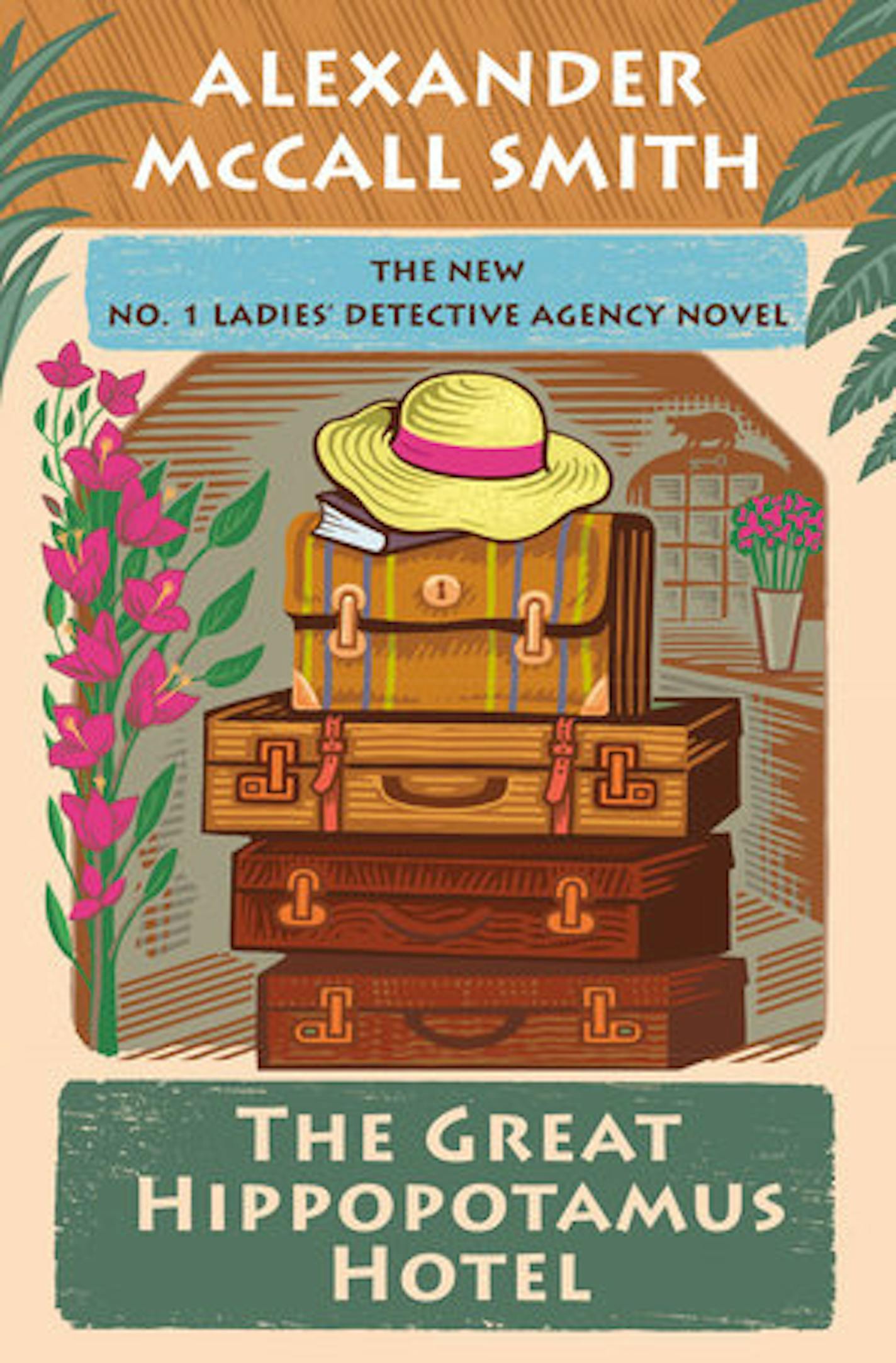 cover of The Great Hippopotamus Hotel is a drawing of a pile of luggage with a hat on top