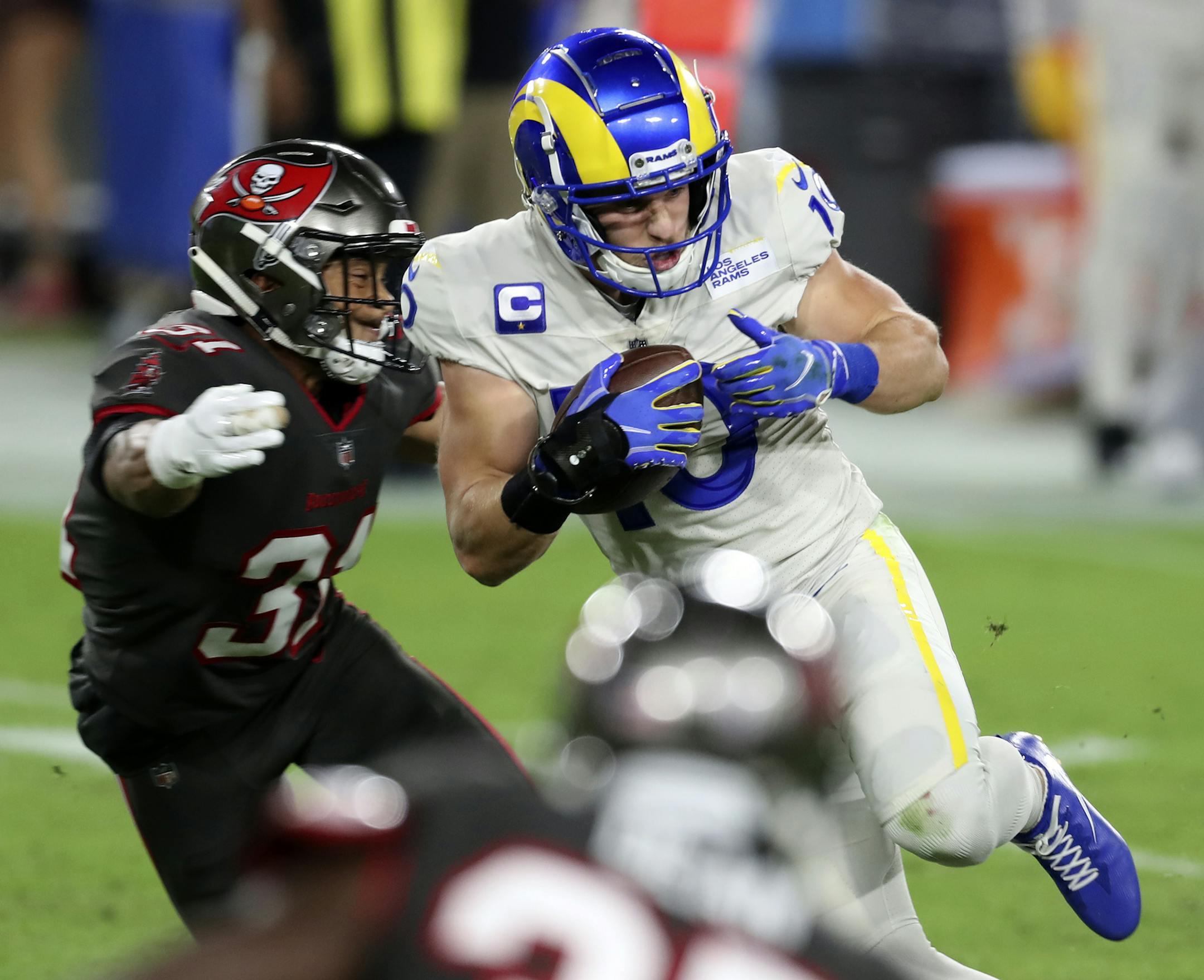 Los Angeles wide receiver Cooper Kupp (10) finished with 11 receptions for 145 yards and the Rams outgained the Bucs 413-251 on Monday night.