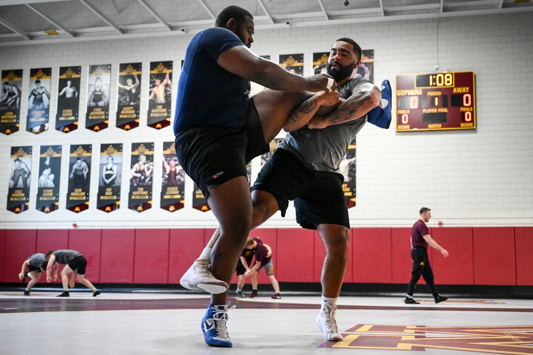 Steveson took down Ceron Francisco during a Gopher Wrestling Club Regional Training Center workout in July.