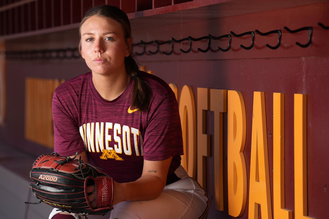 Gophers senior Autumn Pease is a candidate for the Big Ten softball pitcher of the year honors.