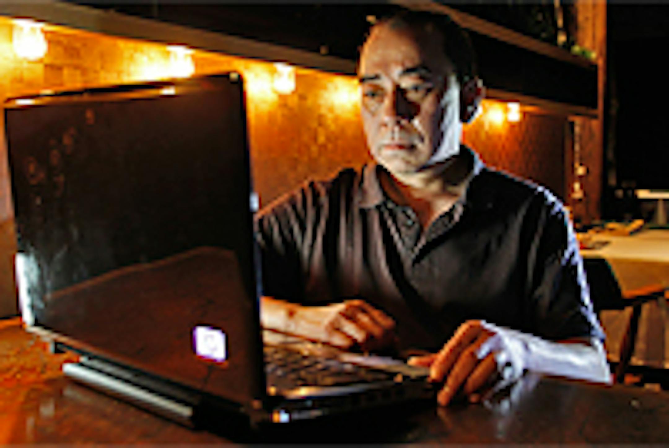 At Acme one day, Louis Lee took a few minutes to catch up on video performances of new comedians he might book