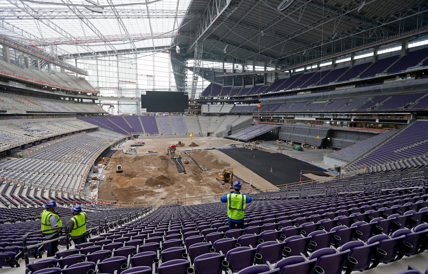 Turf is being installed this week at U.S. Bank Stadium.