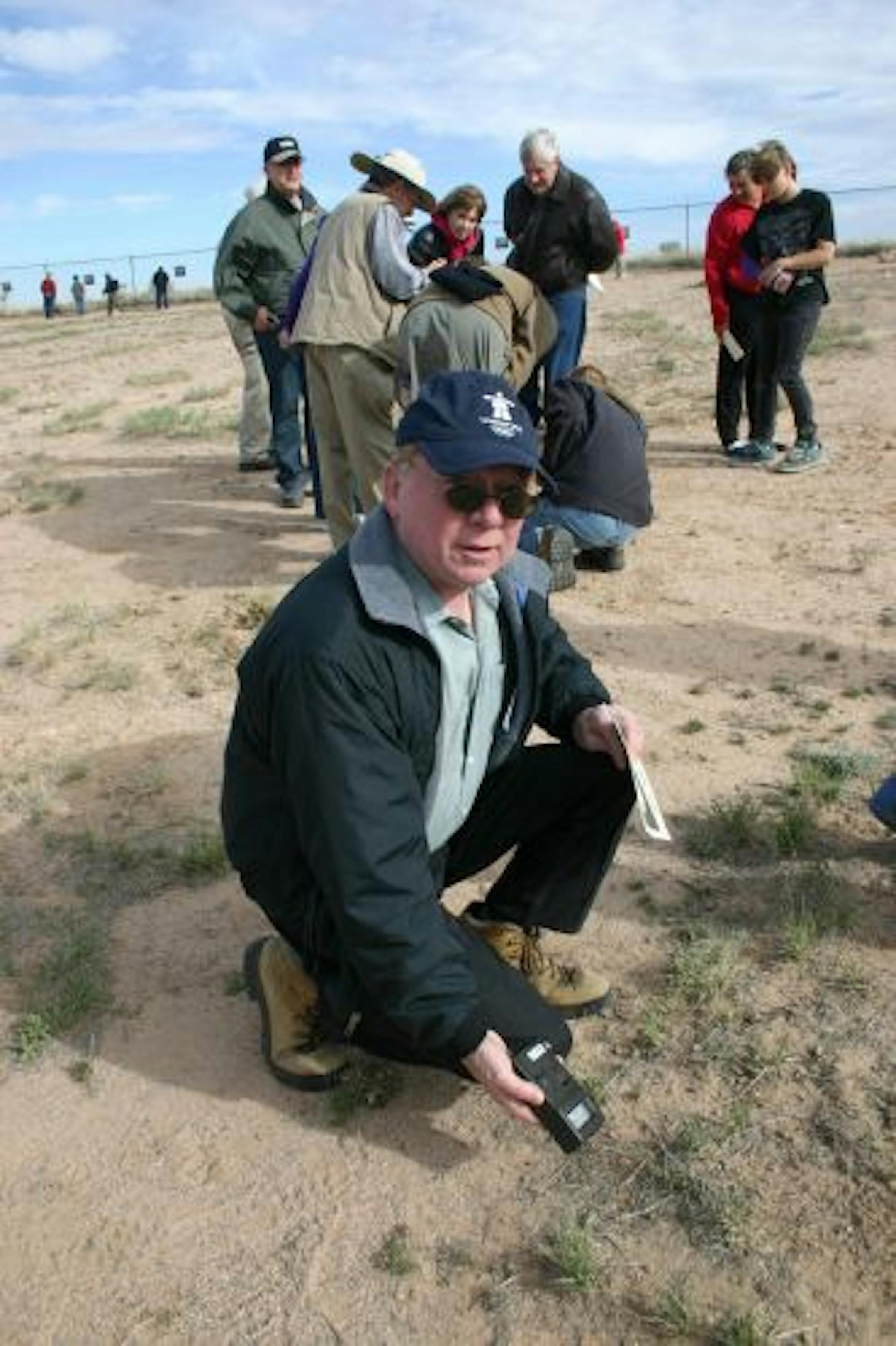 Richard Plant of Little Rock, Ark., experimented with a Geiger counter, looking for signs of trinitite.