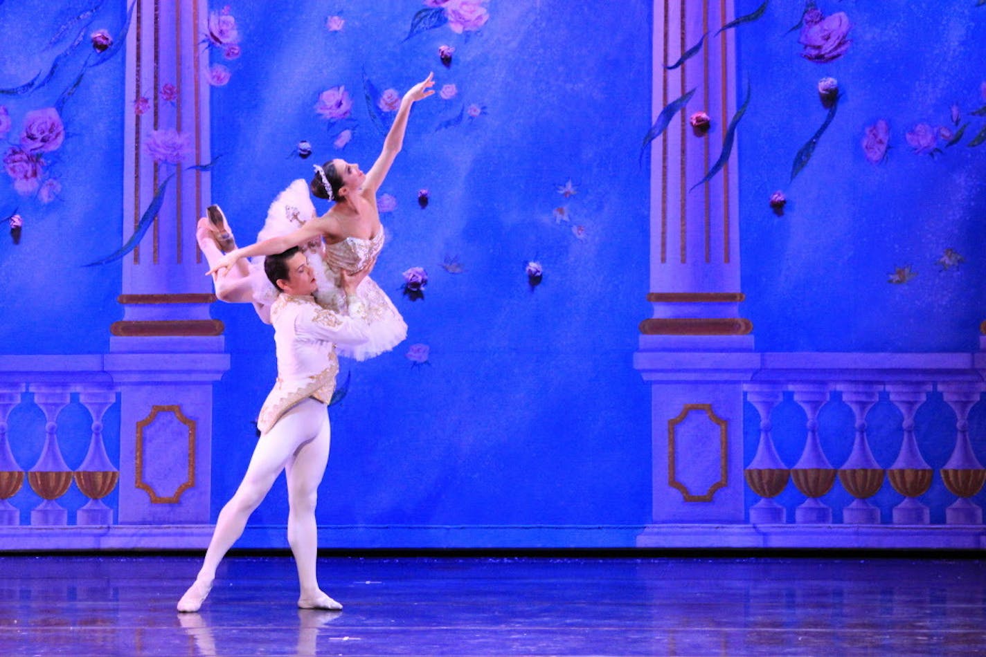 Karyna Shatkovskaya as Masha and Vladimir Tkachenko as the Nutcracker Prince in Moscow Ballet's "Great Russian Nutcracker." credit: Moscow Ballet