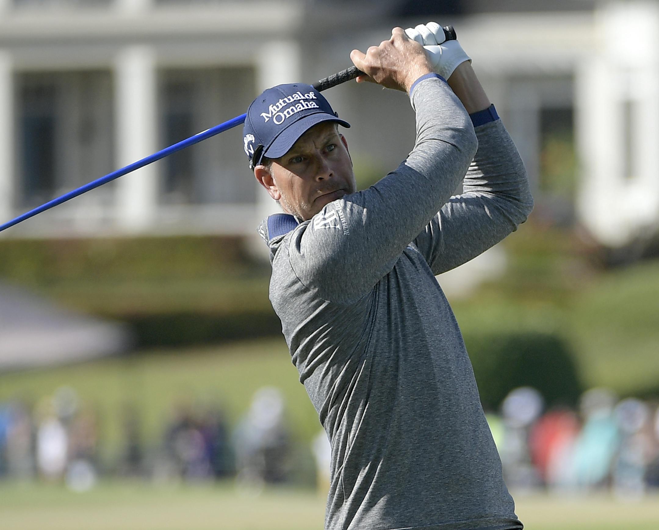 Henrik Stenson, of Sweden, watches his tee shot on the 18th hole during the second round of the Arnold Palmer Invitational golf tournament Friday, March 16, 2018, in Orlando, Fla. (AP Photo/Phelan M. Ebenhack)
