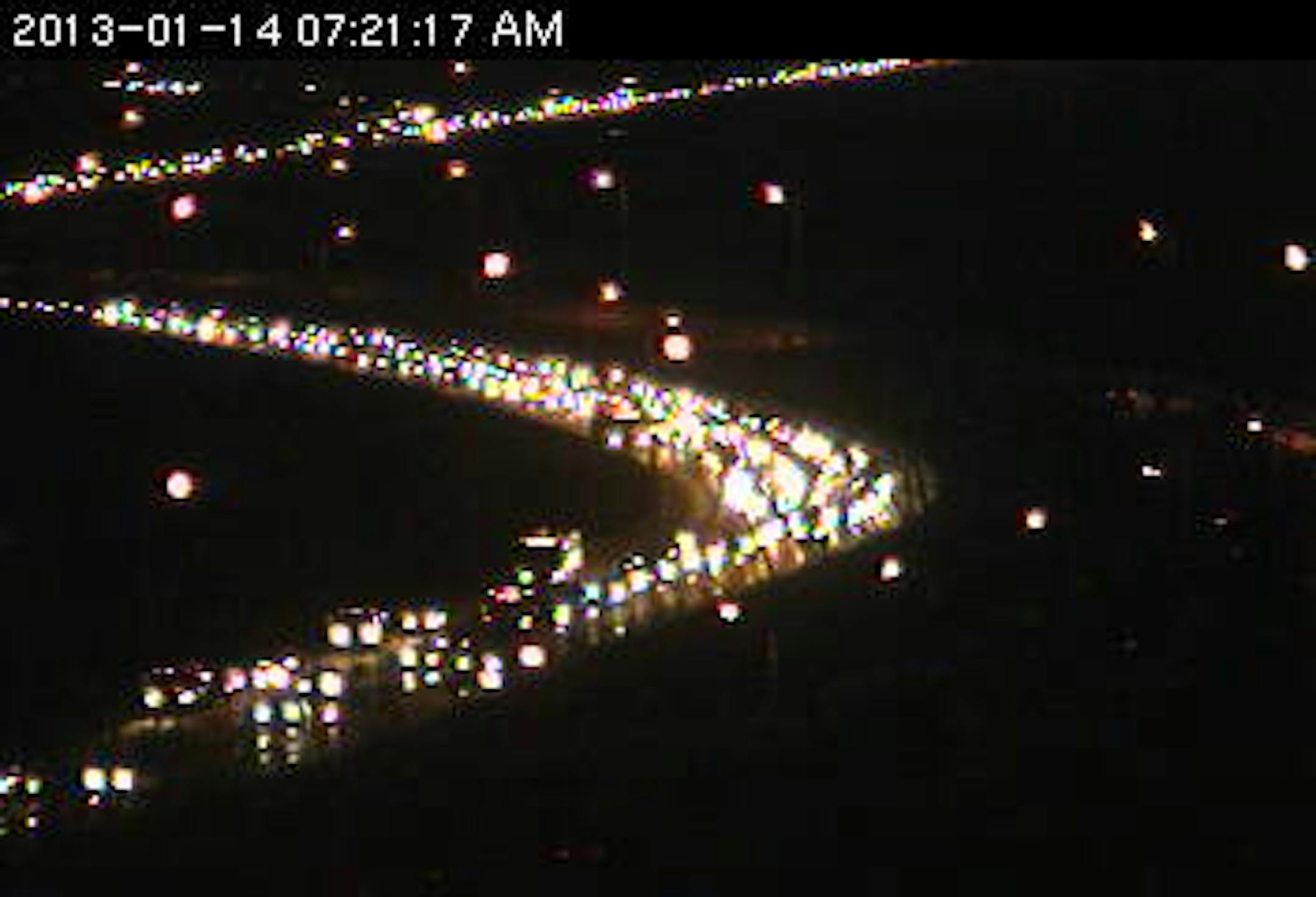 Traffic jam on Cedar Avenue at the Minnesota River Bridge