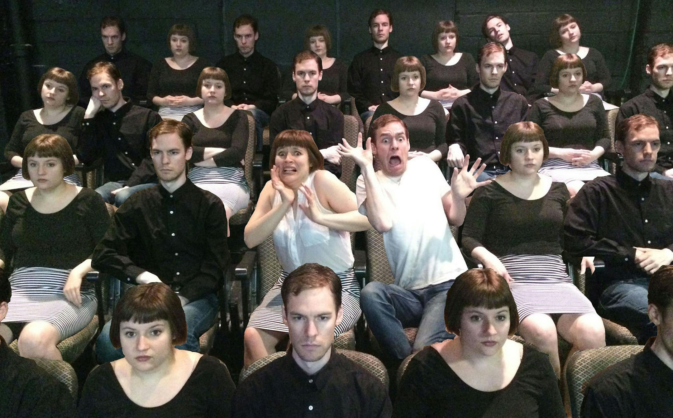 Provided by Red Eye Theater "Novelty Shots: A Political Fantasy" - New Work by Fire Drill at the Red Eye Theater. Emily Gastineau and Billy Mullaney