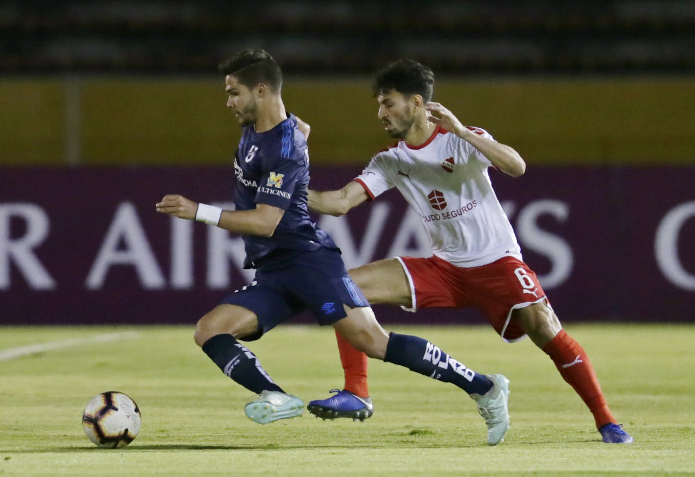 Minnesota United is reportedly pursuing Luis Amarilla of Ecuador's Universidad Catolica, left, shown in a game last August in Quito. The 24-year-old striker scored 19 goals in 24 games in a breakout season on loan from a club in Argentina.