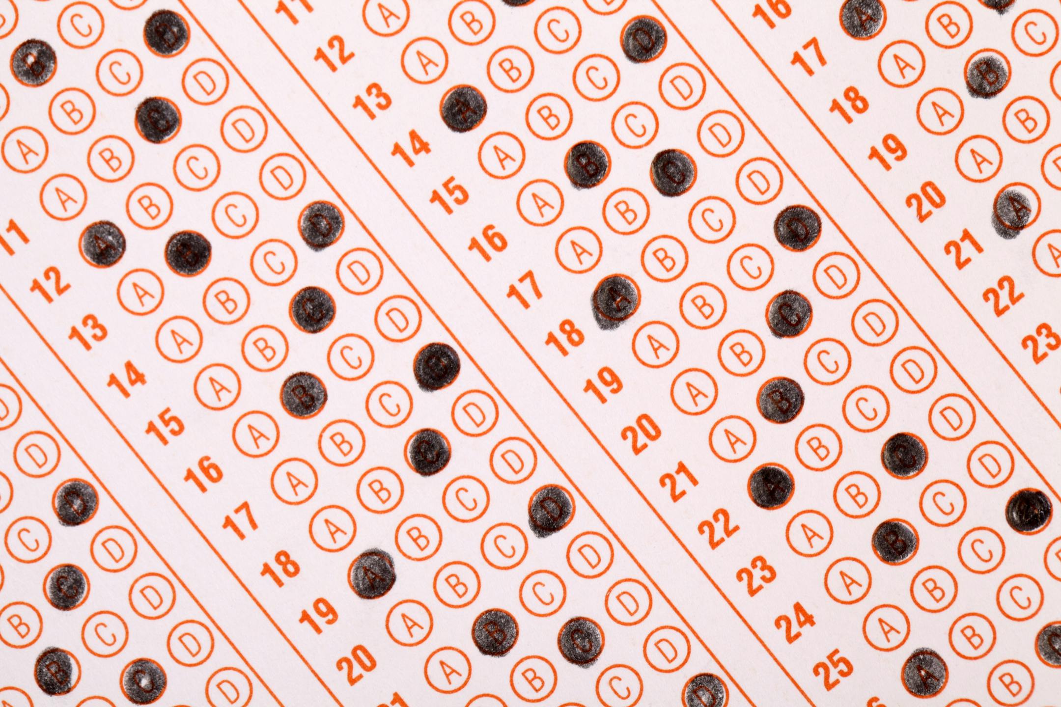 Filled optical form of an examination.