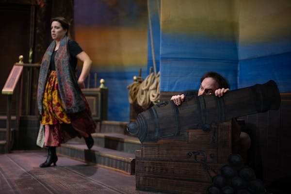 Amanda Jenkins and Sam Vinitsky rehearsed a scene from the Gilbert & Sullivan Very Light Opera Company’s “H.M.S. Pinafore” Thursday at Plymouth 