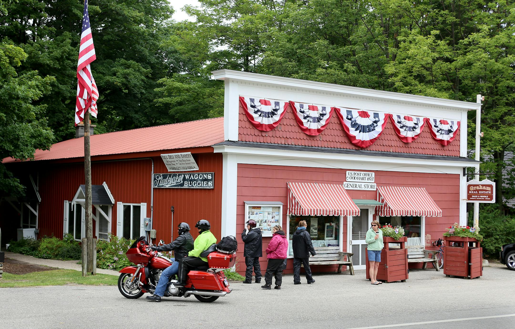 The Good Hart General Store is a popular stop on the so-called “Tunnel of Trees,” a state highway hugged by hardwood forests.