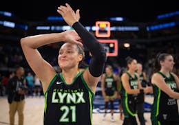 Lynx guard Kayla McBride acknowledged the crowd after a victory Sunday at Target Center.