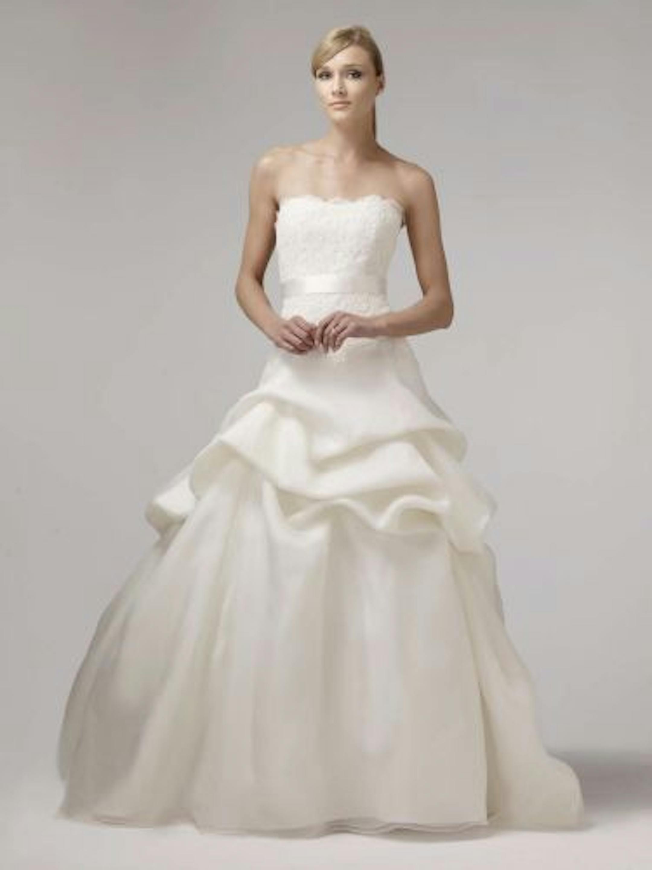 Money matters: A look from Monique Lhuillier's lower-priced Bliss collection. ML10.3.09- 064