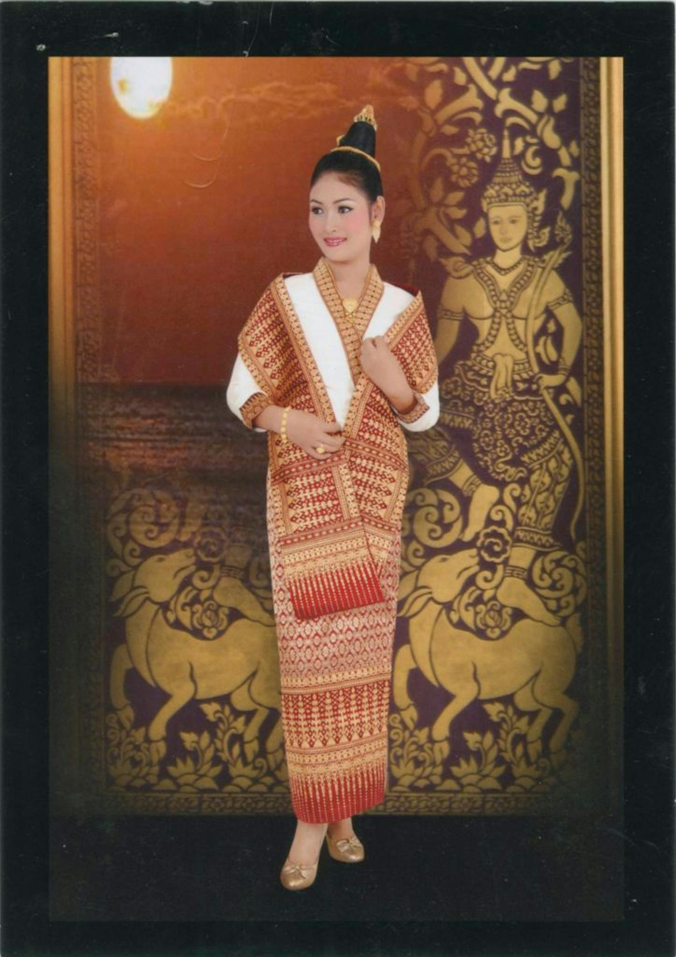 Dress by weaver Chanthrapone Daoheuang.