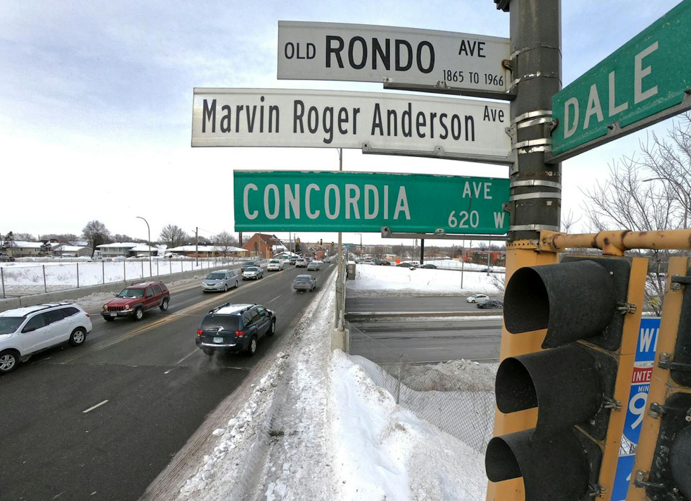 The construction of Interstate 94 tore a hole through Rondo, St. Paul's historic black neighborhood and many view the Dale Street a lingering scar of that trauma.