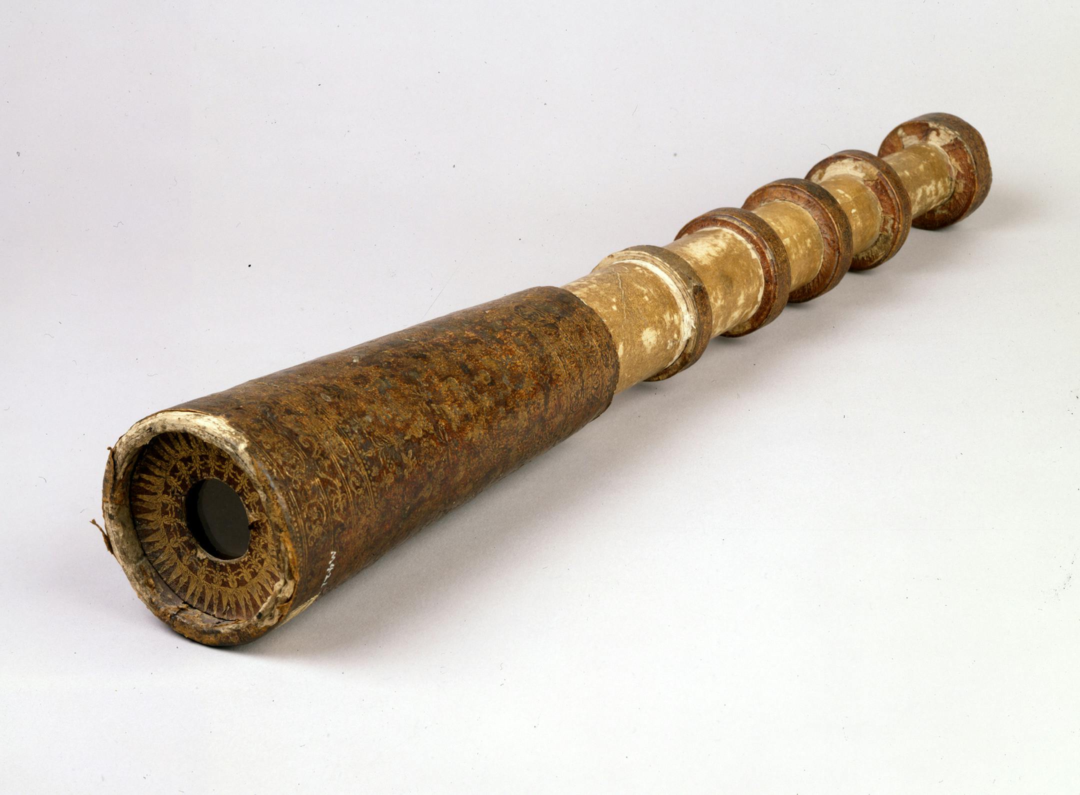 In this Nov. 15, 2006, photo provided by the Adler Planetarium in Chicago, a two and one half foot long telescope dating back to around 1630 is shown. The telescope is from the collection of Marvin Bolt, who is the science and technology curator at New York’s Corning Museum of Glass. Bolt has been on a worldwide quest to track down the oldest telescopes known to man. (AP Photo/Adler Planetarium, Steve Pitkin)