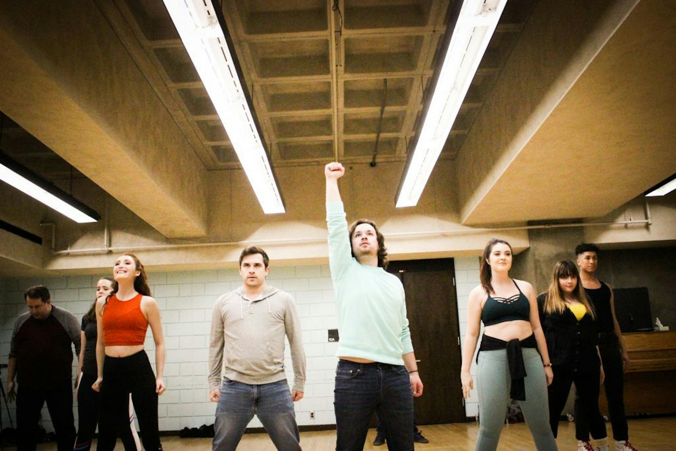 Maxwell Emmett Ward (center) in "Be More Chill" at Minneapolis Musical Theatre.