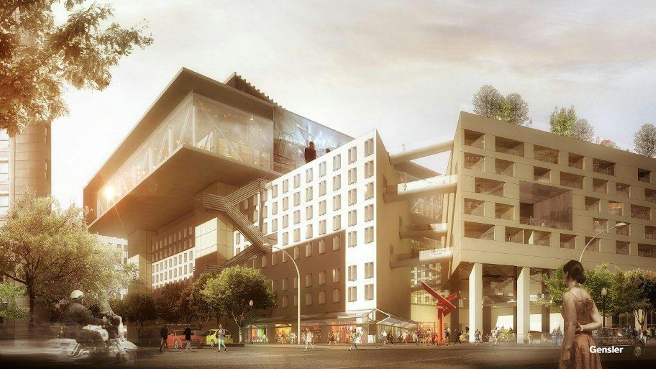 Gensler: This idea promotes the “hackable” building, in this case the J. Edgar Hoover Building in Washington, D.C., converting a fortress-like structure that houses the Federal Bureau of Investigation into a green, inviting, multi-use building on Pennsylvania Avenue.