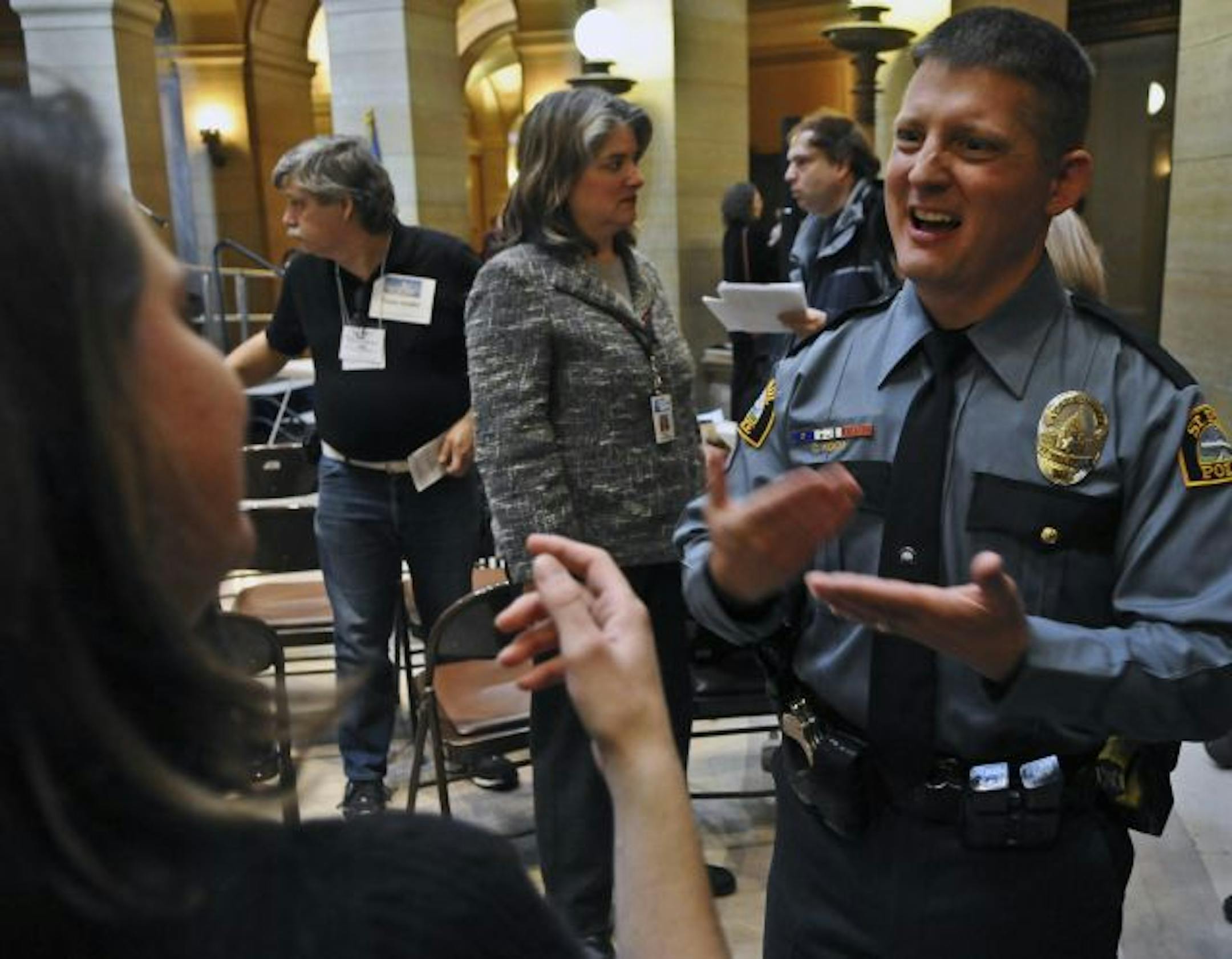 Officer Chad Koch was honored for coordinating American Sign Language classes in the St. Paul Police Department and improving outreach to the deaf community. He spoke with Kathleen Bridgeford of the Minnesota Association of Deaf Citizens.