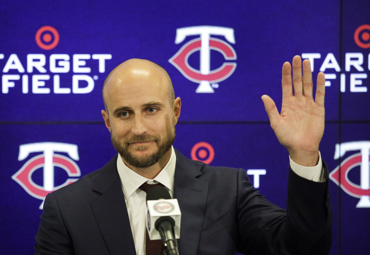 Twins manager Rocco Baldelli was introduced to the media after accepting the job last fall.