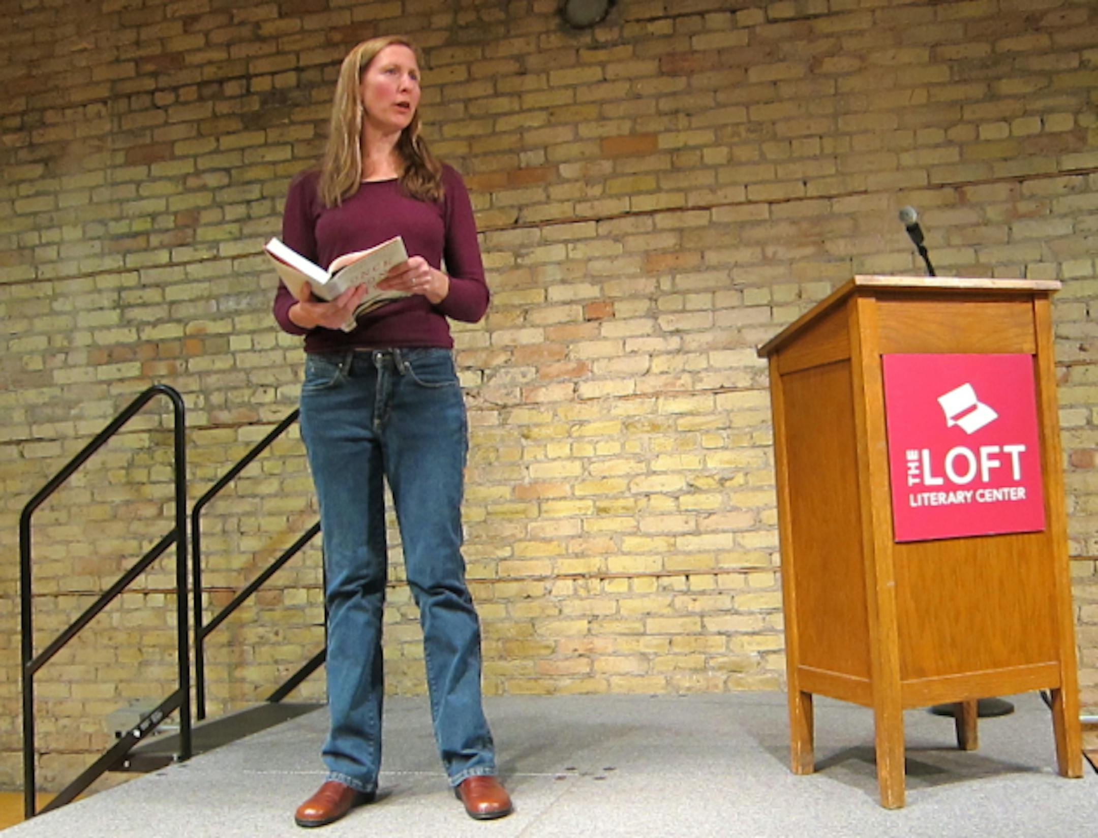 Bonnie Jo Campbell reads at Open Book. Photo by Laurie Hertzel.