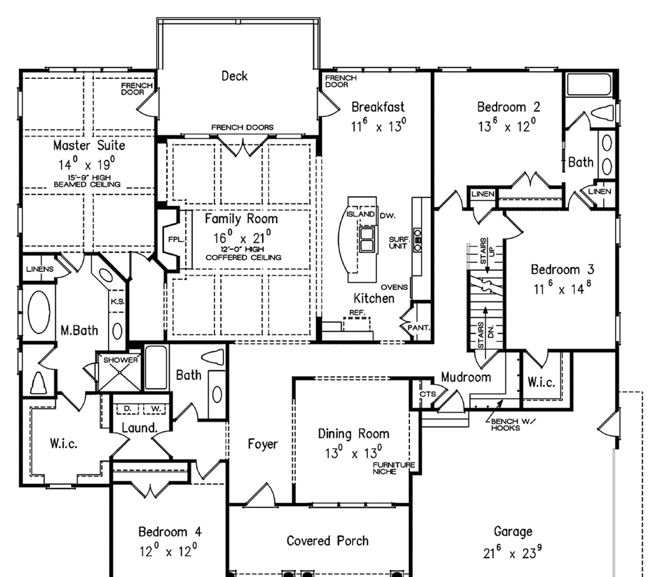Home plan: traditional on the outside, contemporary on the inside. for 021217