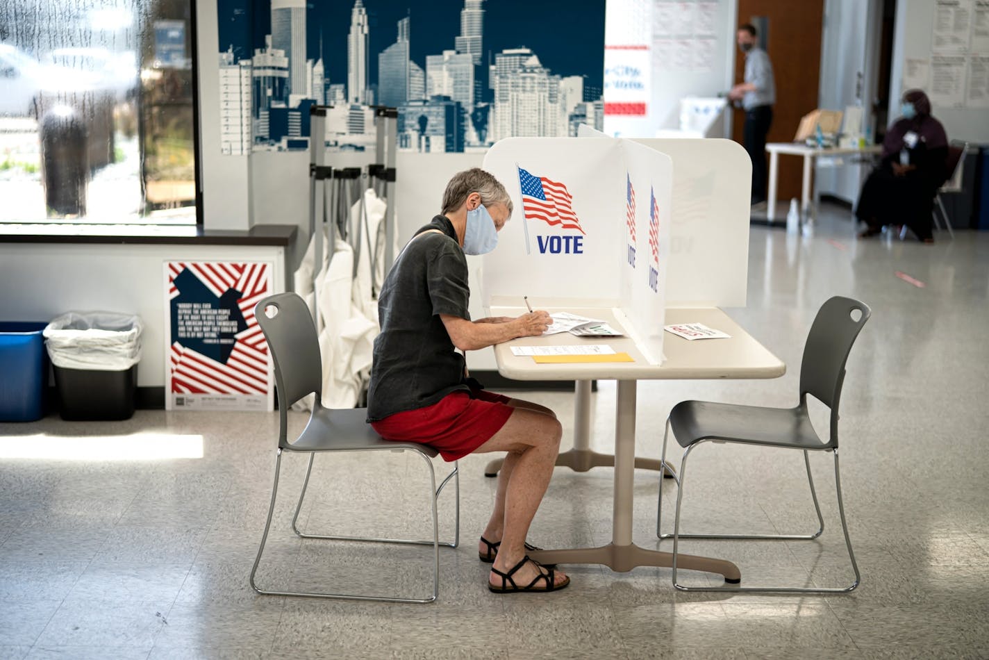 Nancy Gossell voted early in the Minneapolis Early Vote Center.