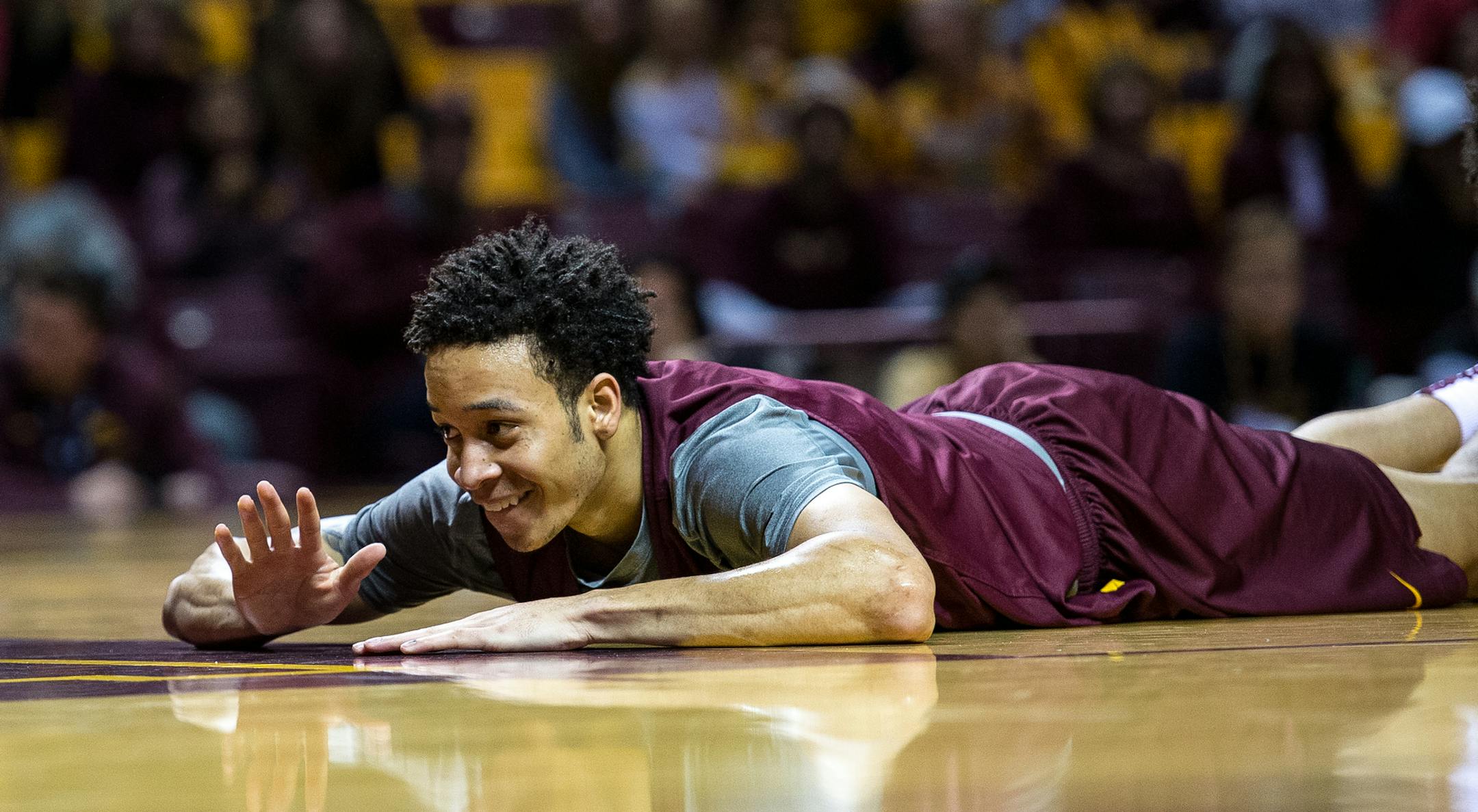 Freshman guard Amir Coffey, the Gophers&#x2019; top incoming recruit, could only smile after losing the ball and falling down during Saturday&#x2019;s scrimmage.