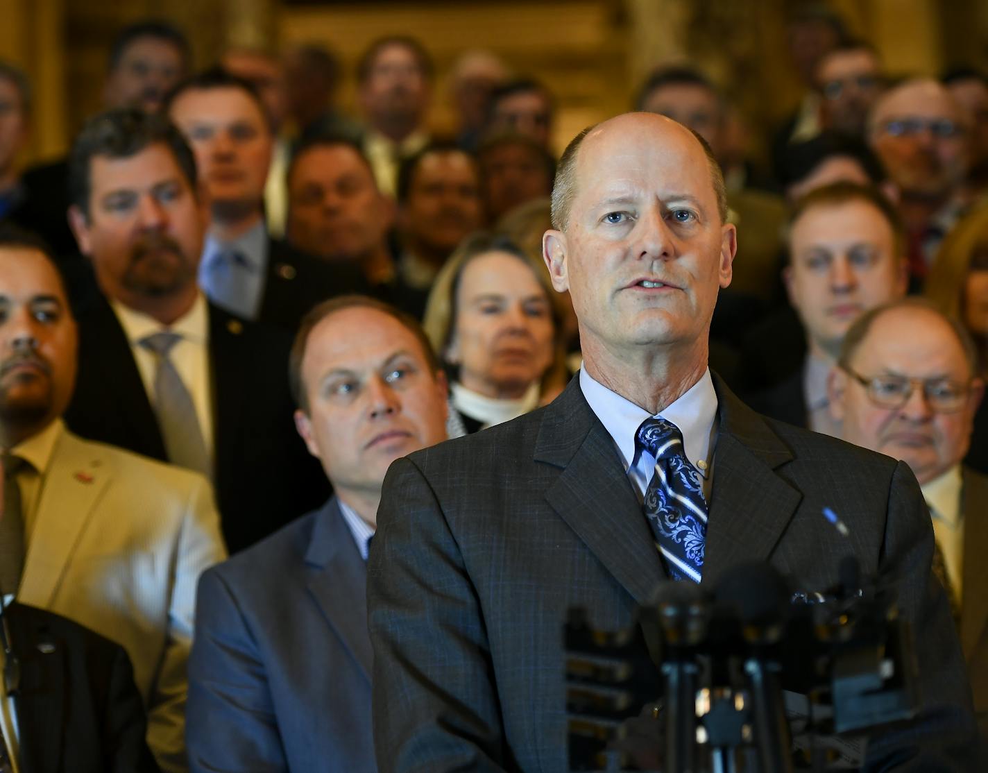 Senate Majority Leader Paul Gazelka, R-Nisswa, spoke in front of a group of anti-abortion legislators during a rally at the capitol Thursday to oppose legislation in New York and Virginia that expands the circumstances under which a woman could have a late-term abortion. ] Aaron Lavinsky &#xa5; aaron.lavinsky@startribune.com Minnesota legislators are rallying at the Capitol Thursday to oppose legislation in New York and Virginia that expands the circumstances under which a woman could have a lat